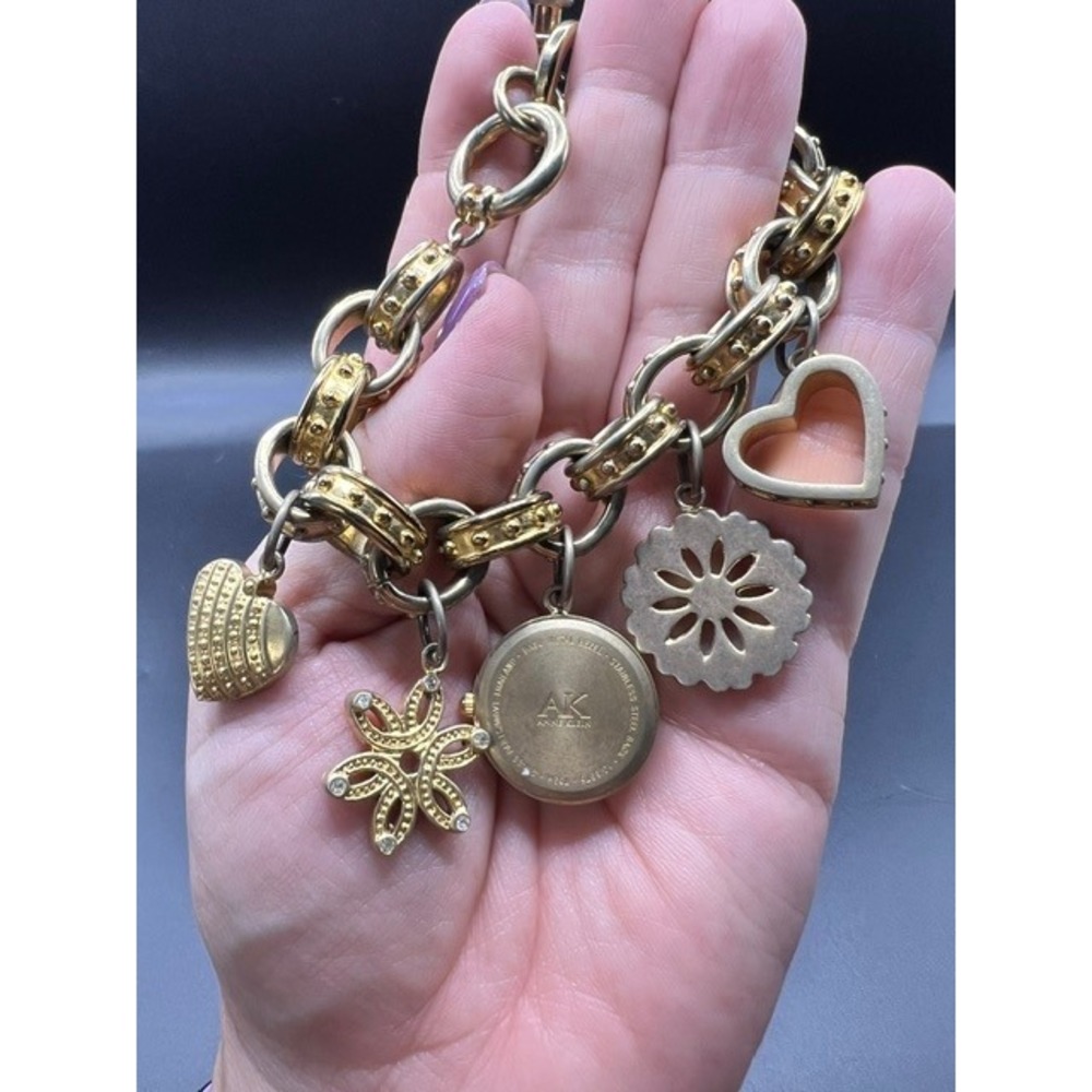 Vintage Anne Klein Gold-Tone Charm Bracelet Watch Locket – 100g Heavy Link - Picture 11 of 11
